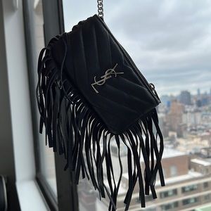 Saint Laurent Fringe Leather Key Pouch